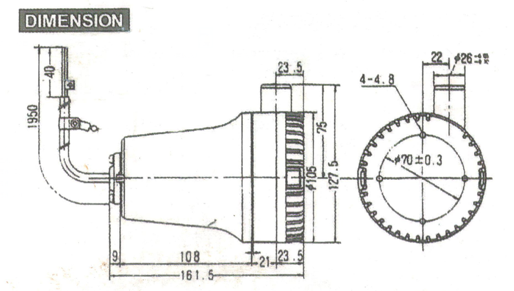 Dimension of bilge pump